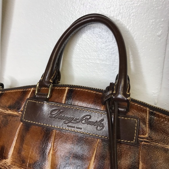 Dooney & Bourke Brown Leather Croc Embossed Tote Handbag Shoulder Purse - Picture 7 of 16